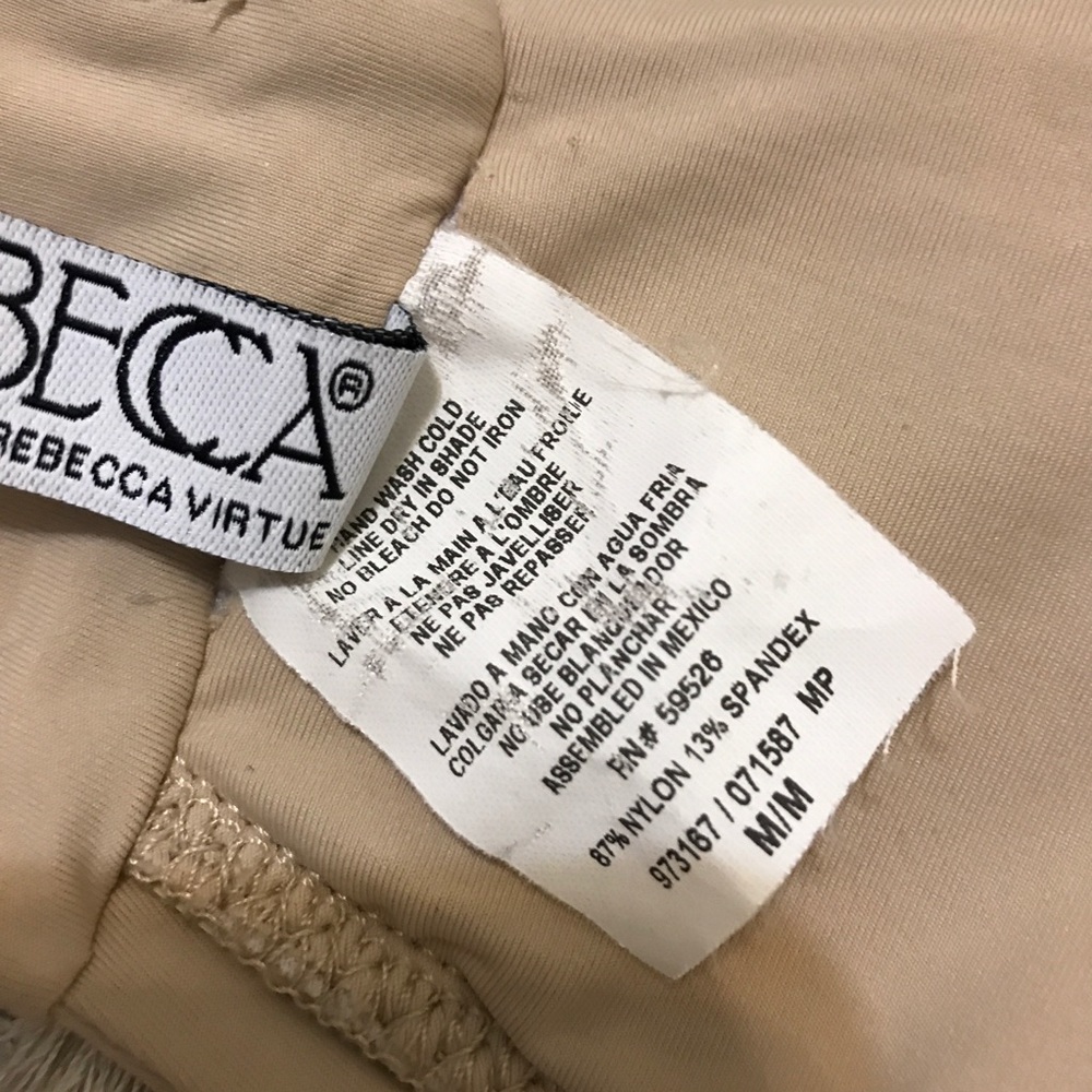 Becca Rebecca Virtue Nude Crochet Boho Bikini Top - Picture 5 of 8